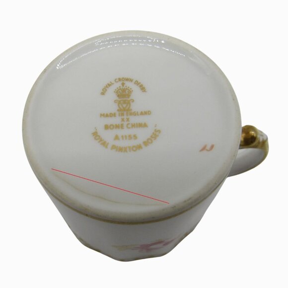 Royal CROWN DERBY Pinxton Pink Roses Cup And Saucer A1155 England Vintage - Picture 8 of 12